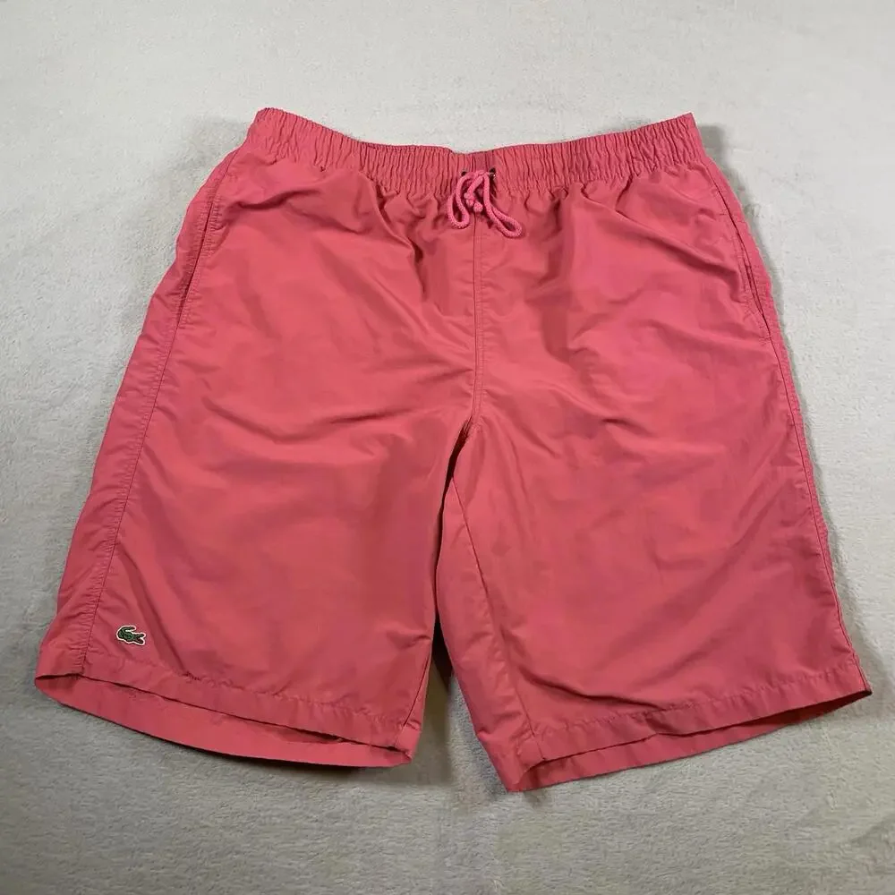 Lacoste Swim Trunks Mens Size 7 Pink Board‎ Shorts Outdoors Swimming Life Guard